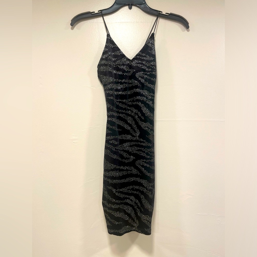 H&M Black Midi Dress with Silver Accents